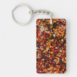 Autumn Fall Color Foliage Leaves Photo Keychain