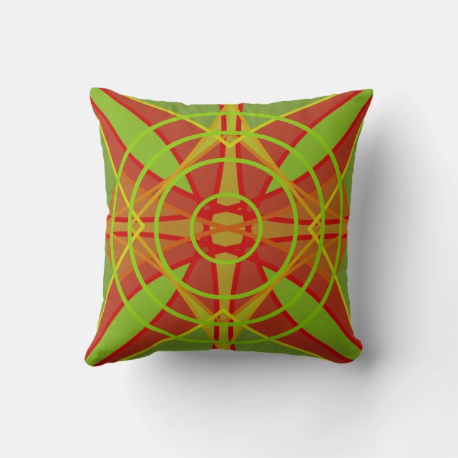 Autumn Fall Colours Abstract Geometric Design Throw Pillow (Back)