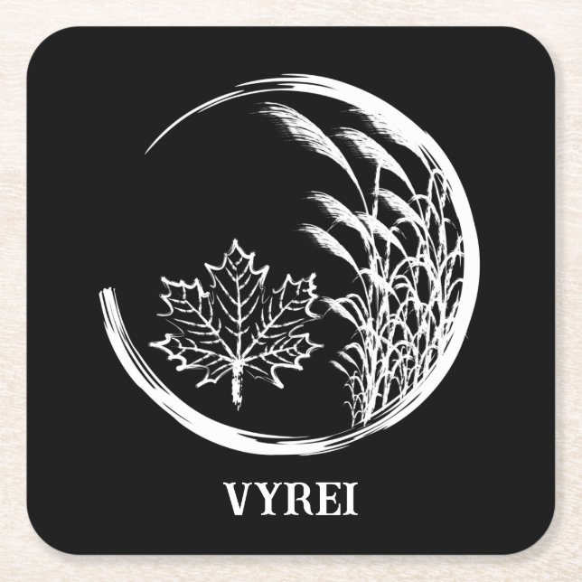 Autumn / Fall Crest Square Paper Coaster (Front)