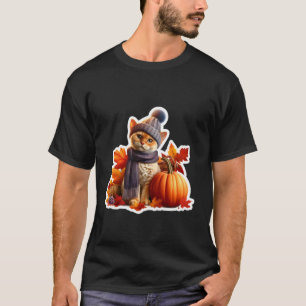 Autumn Fall Devon Rex Cat Owner Thanksgiving Mom D T-Shirt