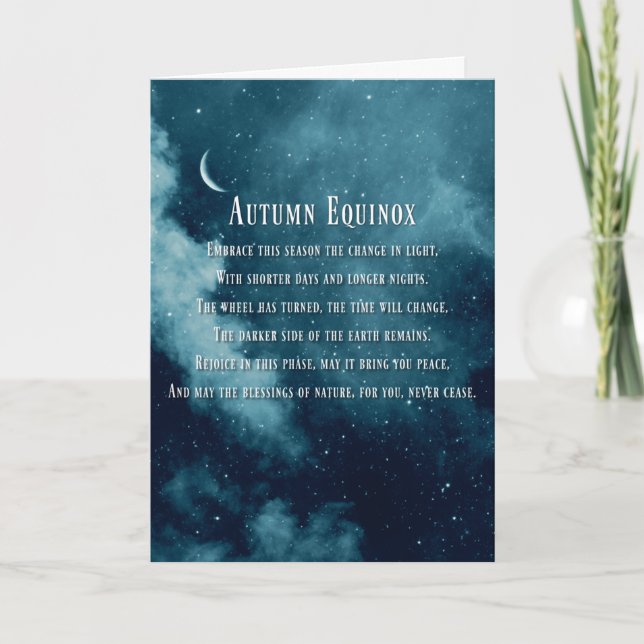Autumn Fall Equinox Blessings with Moon Card (Front)