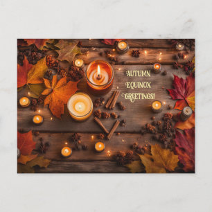Autumn Fall Equinox Candles Spices Leaves Holiday Postcard