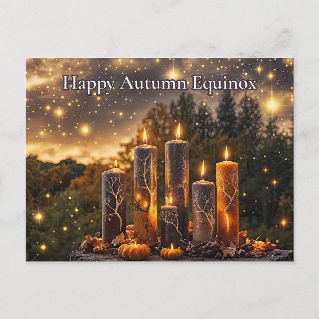 Autumn Fall Equinox Mystical Candles Holiday Postcard (Front)