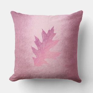 Autumn Fall Felice Leave Pink Delicate Throw Pillow