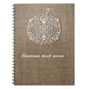 Autumn Fall Filigree Pumpkin & Burlap Notebook