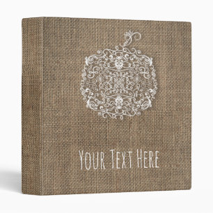 Autumn Fall Filigree Pumpkin & Burlap Rustic Binder
