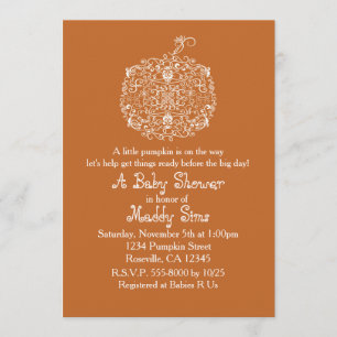 Autumn Fall Filigree Pumpkin Elegant Invitations