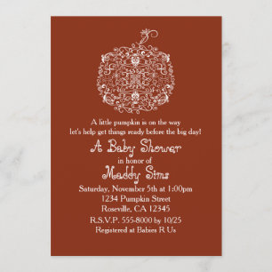 Autumn Fall Filigree Pumpkin Elegant Invitations 2