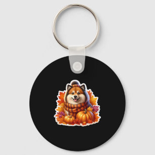 Autumn Fall Finnish Lapphund Dog Owner Thanksgivin Keychain