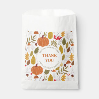 Autumn fall floral birthday pink leaves pumpkins  favour bag