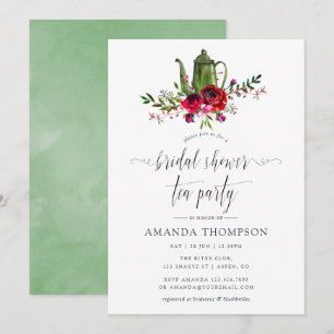 Autumn - Fall Floral Bridal Shower Tea Party Invitation