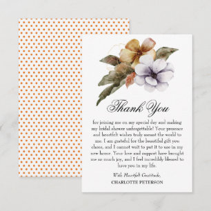 Autumn Fall Floral Bridal Shower  Thank You Card