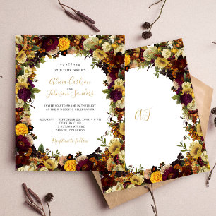 Autumn fall floral budget wedding invitation