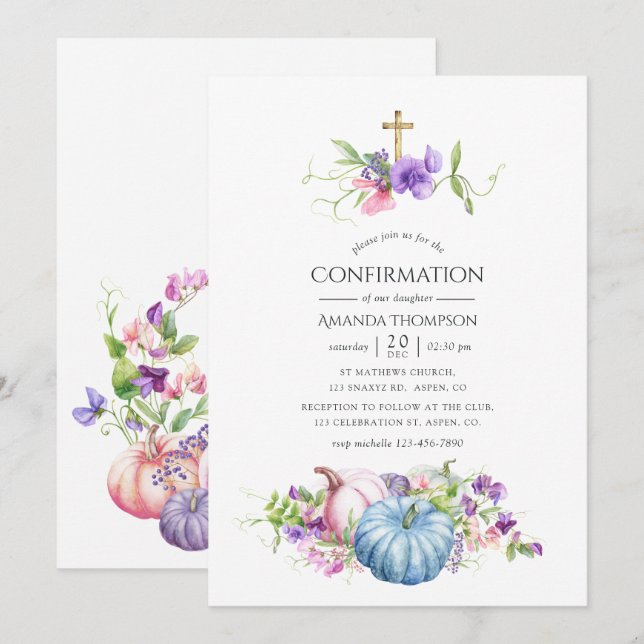 Autumn - Fall Floral Confirmation Invitation (Front/Back)