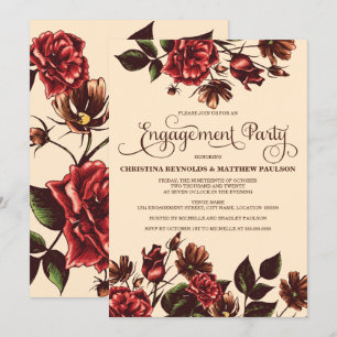 Autumn Fall Floral Engagement Party Invitation