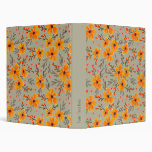Autumn Fall Floral Pattern Sage Green  Binder