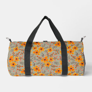 Autumn Fall Floral Pattern Sage Green  Duffle Bag