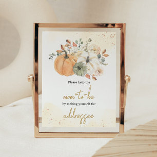 Autumn Fall Floral Pumpkin Envelope Station Poster