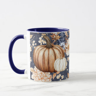 Autumn Fall Floral Pumpkin Mug 
