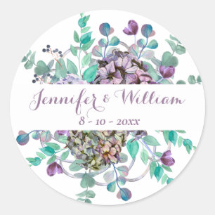 Autumn Fall Floral Pumpkin Wedding Classic Round Sticker