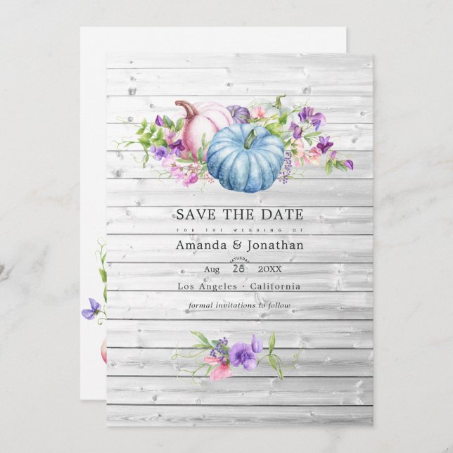 Autumn - Fall Floral Rustic Country Barn Wedding Save The Date (Front/Back)