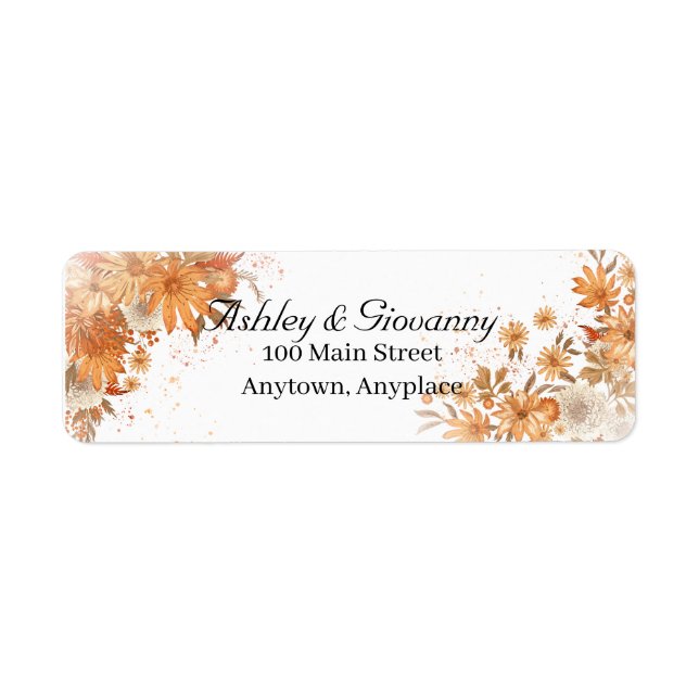 Autumn Fall Floral Rustic Watercolor Wedding (Front)