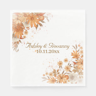 Autumn Fall Floral Rustic Watercolor Wedding Napkin