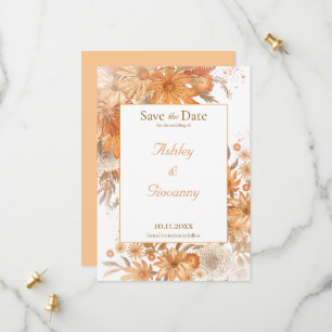 Autumn Fall Floral Rustic Watercolor Wedding  Save The Date