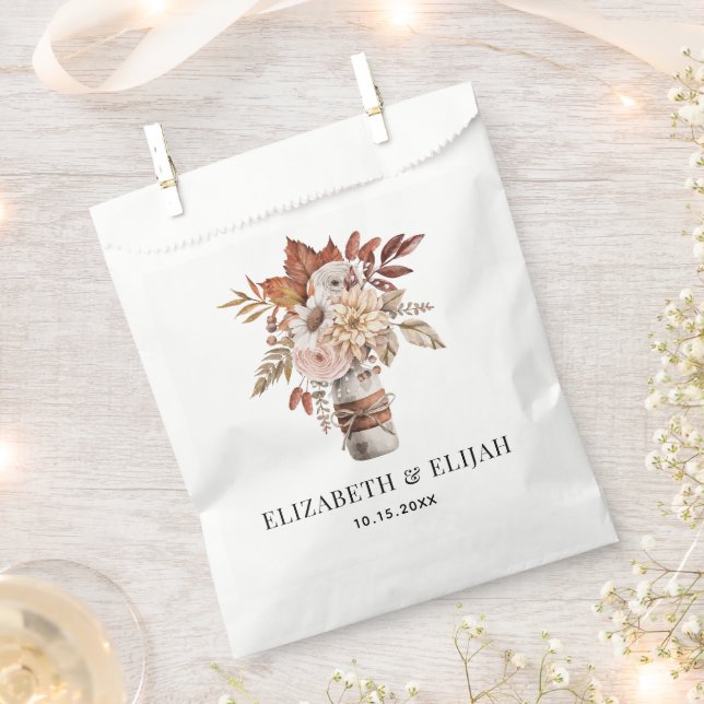 Autumn Fall Floral Terracotta Wedding  Favour Bag (Clipped)