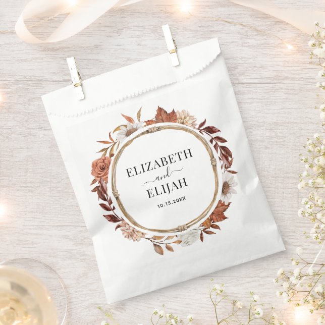 Autumn Fall Floral Terracotta Wedding  Favour Bag (Clipped)