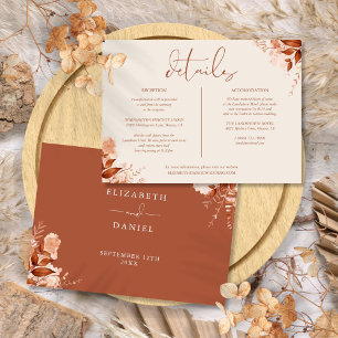 Autumn Fall Floral Wedding Details Information Invitation