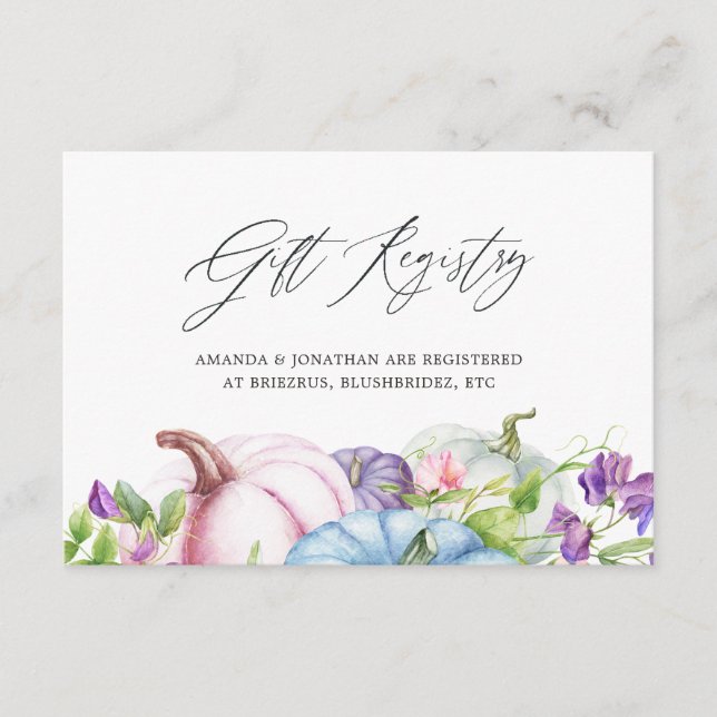 Autumn - Fall Floral Wedding Gift Registry Enclosure Card (Front)