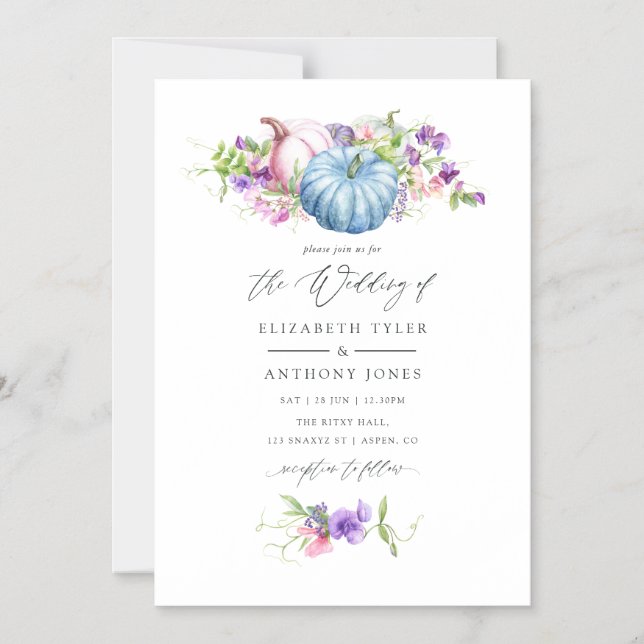 Autumn - Fall Floral Wedding Magnetic Invitation (Front)