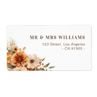autumn fall flowers address label