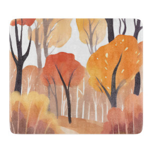 Autumn Fall Foliage Forest Watercolor Leaves Cutting Board