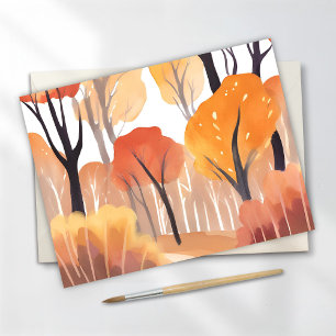 Autumn Fall Foliage Forest Watercolor Leaves Postcard