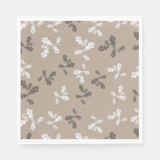 Autumn Fall Foliage Leaves Brown Pattern Napkin (Front)