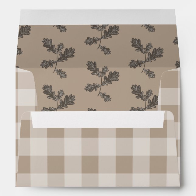 Autumn Fall Foliage Leaves Brown Plaid Pattern Envelope (Back (Bottom))