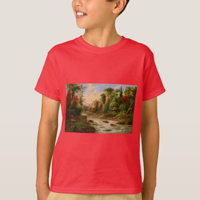 Autumn Fall Forest River Robert Duncanson Destiny T-Shirt (Front)