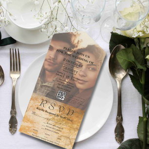 Autumn Fall Forest Watercolor Style Photo QR Code All In One Invitation