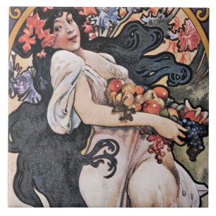 Autumn, Fall (Four Seasons), Mucha Tile
