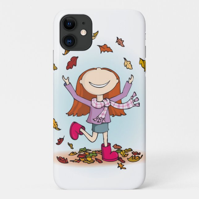 Autumn fall girl playing with leaves case (Back)