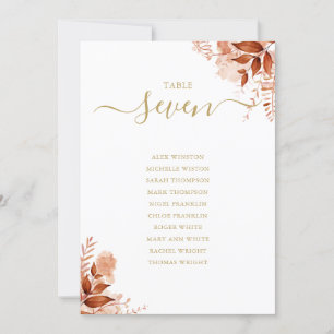 Autumn Fall Gold Seating Plan Table Number