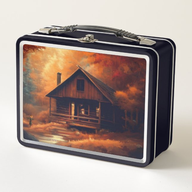 Autumn/Fall/Halloween/rustic painting Metal Lunch Box (Front)
