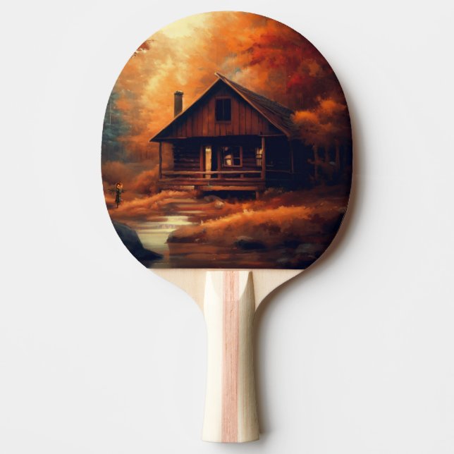 Autumn/Fall/Halloween/rustic painting Ping Pong Paddle (Front)