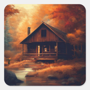 Autumn/Fall/Halloween/rustic painting Square Sticker