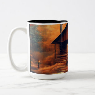 Autumn/Fall/Halloween/rustic painting Two-Tone Coffee Mug