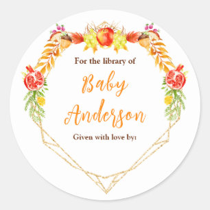 Autumn Fall Harvest Baby Shower Bookplate Classic Round Sticker