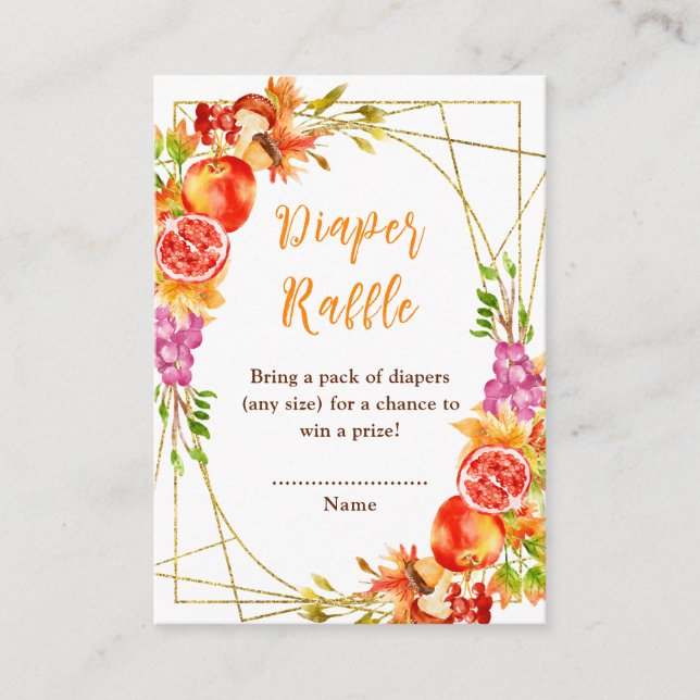 Autumn Fall Harvest Baby Shower Diaper Raffle Enclosure Card (Front)