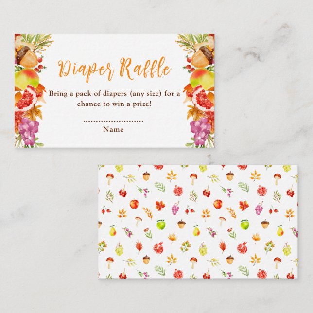 Autumn Fall Harvest Baby Shower Diaper Raffle Enclosure Card (Front/Back)